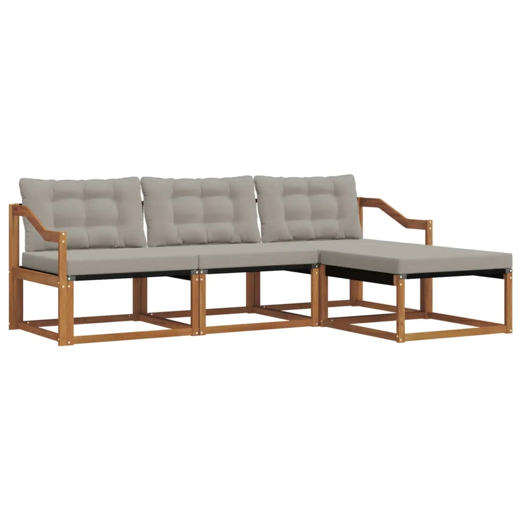 Set di divani da esterno 4 pcs Grigio Naturale e Chiaro