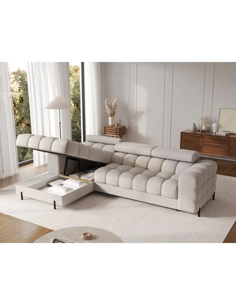 Divano angolare sinistro convertibile Beige dallo stile contemporaneo 285x99x181cm FILTRO
