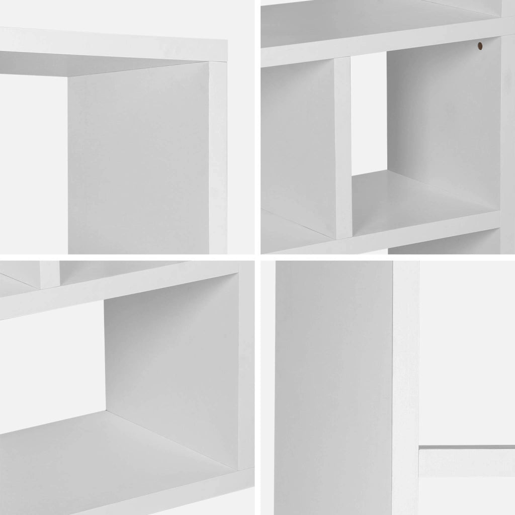 Libreria asimmetrica a 5 livelli con 10 scomparti, bianco