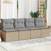 Divano da Giardino con Cuscini a 4 Posti-Sofa da Giardino-Divano da esterno Beige in Polyrattan 106250
