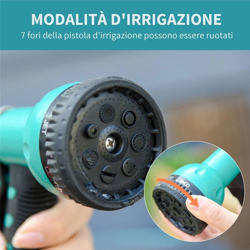 AVVOLGITUBO AUTOMATICO A PARETE GIREVOLE A 180°, TUBO DA 15M E PISTOLA MULTIFUNZIONE