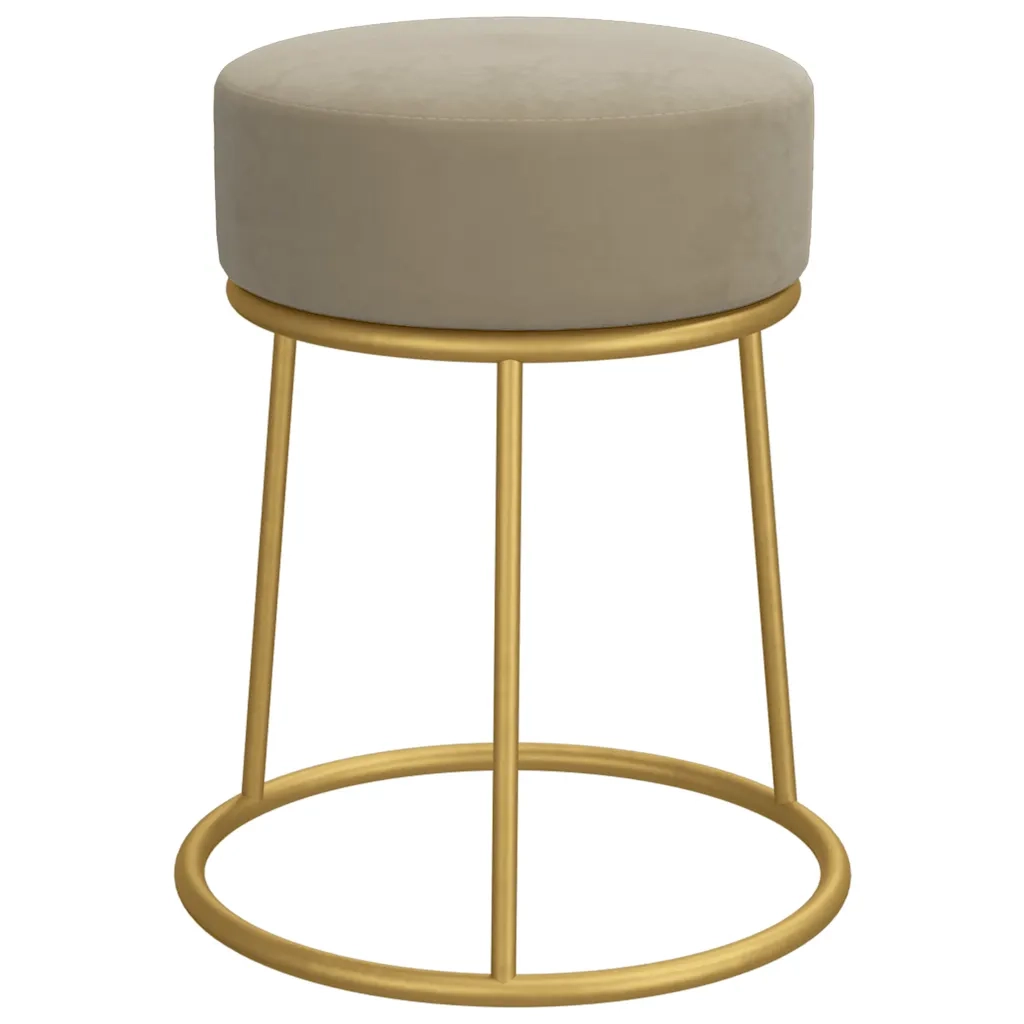 Sgabello Rotondo Grigio Scuro in Velluto CFW3537556