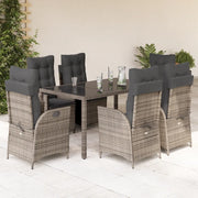 Set da Pranzo da Giardino 7 pz con Cuscini in Polyrattan Grigio 3213081