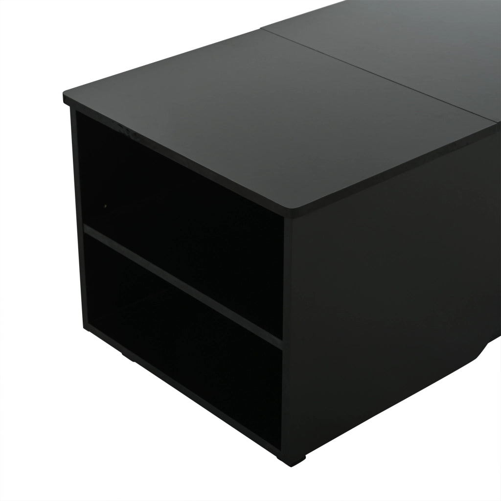 Tavolino da Caff¨¨ con LED e Vano Contenitore ¨C MINIMAL ¨C Nero Lucido 50x100x46