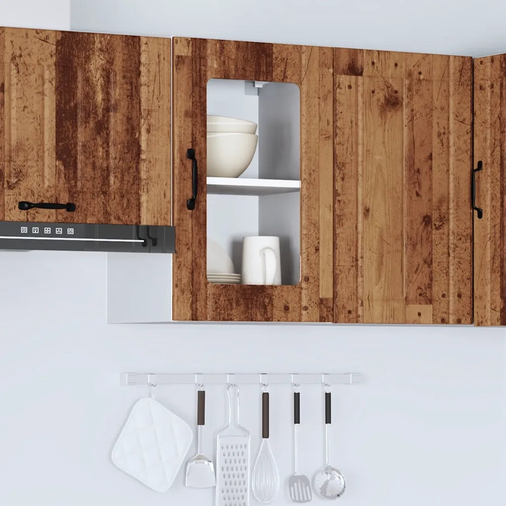 Pensile da Cucina con Porta in Vetro Lucca Legno Antico