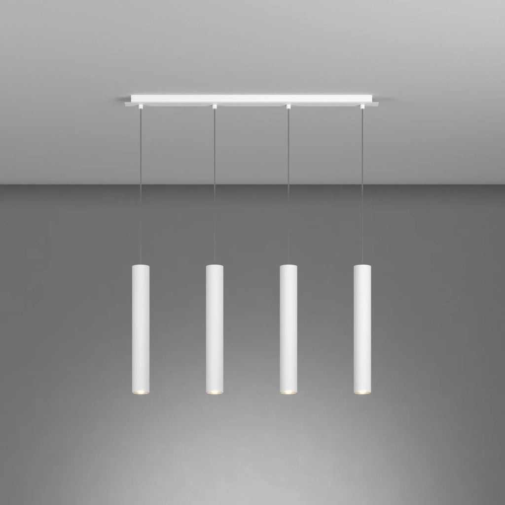 Lampadario Rettangolare Industrial-Minimal Xeana Metallo Bianco 4 Luci Gu10
