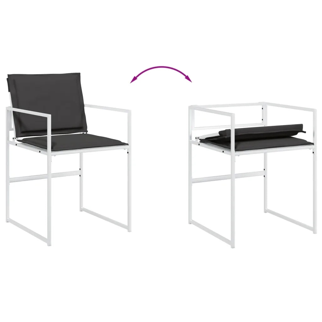 Set da Pranzo da Giardino 7 pz | Set Salotto da Giardino con Cuscini Bianco in Textilene