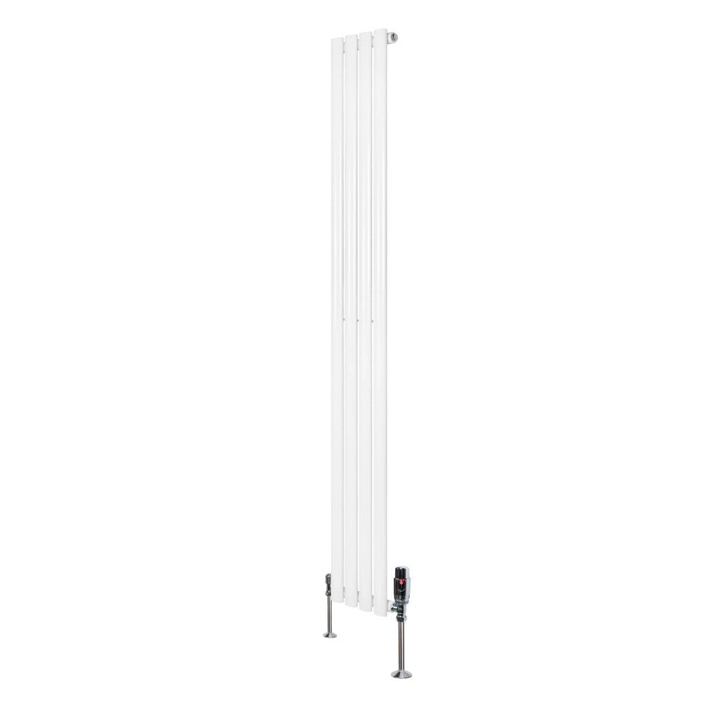 Radiatore Verticale  Ovale 1800x240mm Bianco con Valvole TRV