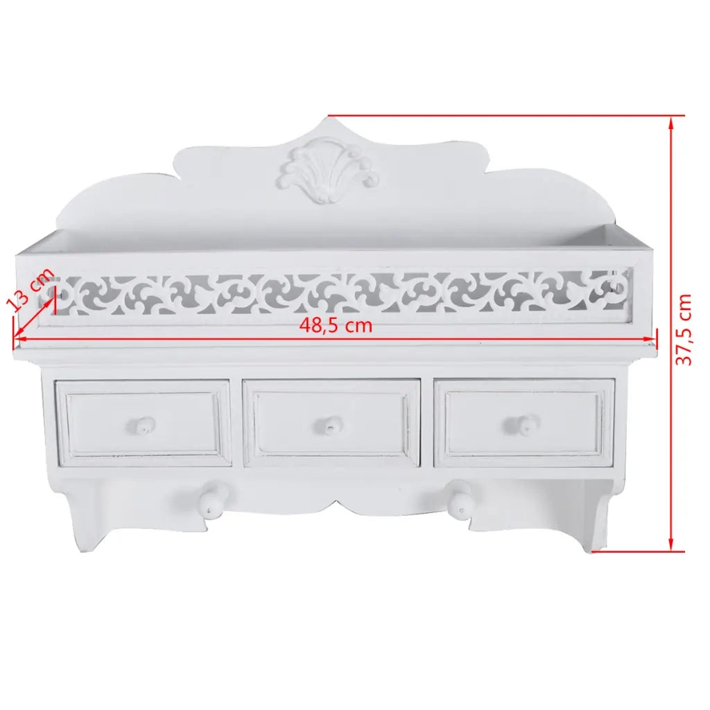 Mensola/Pannello a Muro con 3 Cassetti e 2 Ganci 60630
