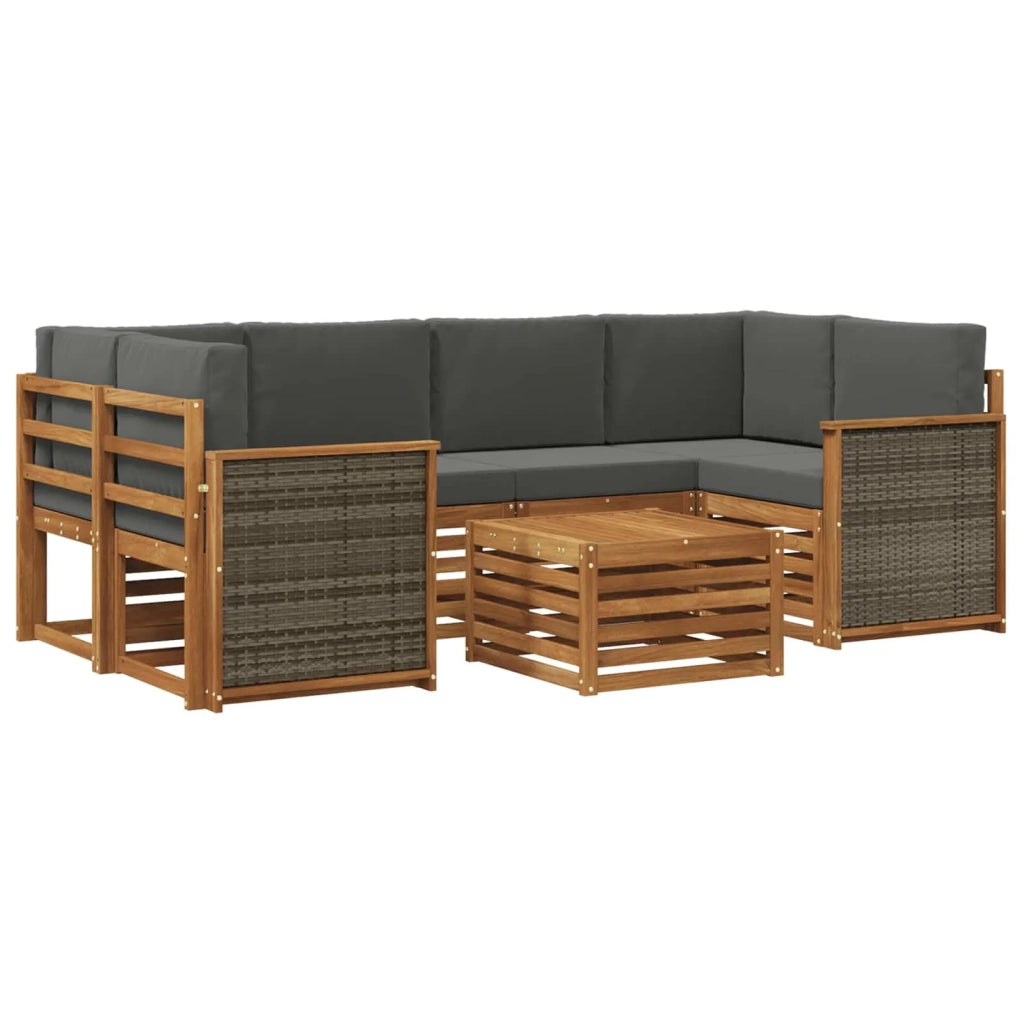 Set di divani da esterno 7 pz Naturale e Antracite 3384078
