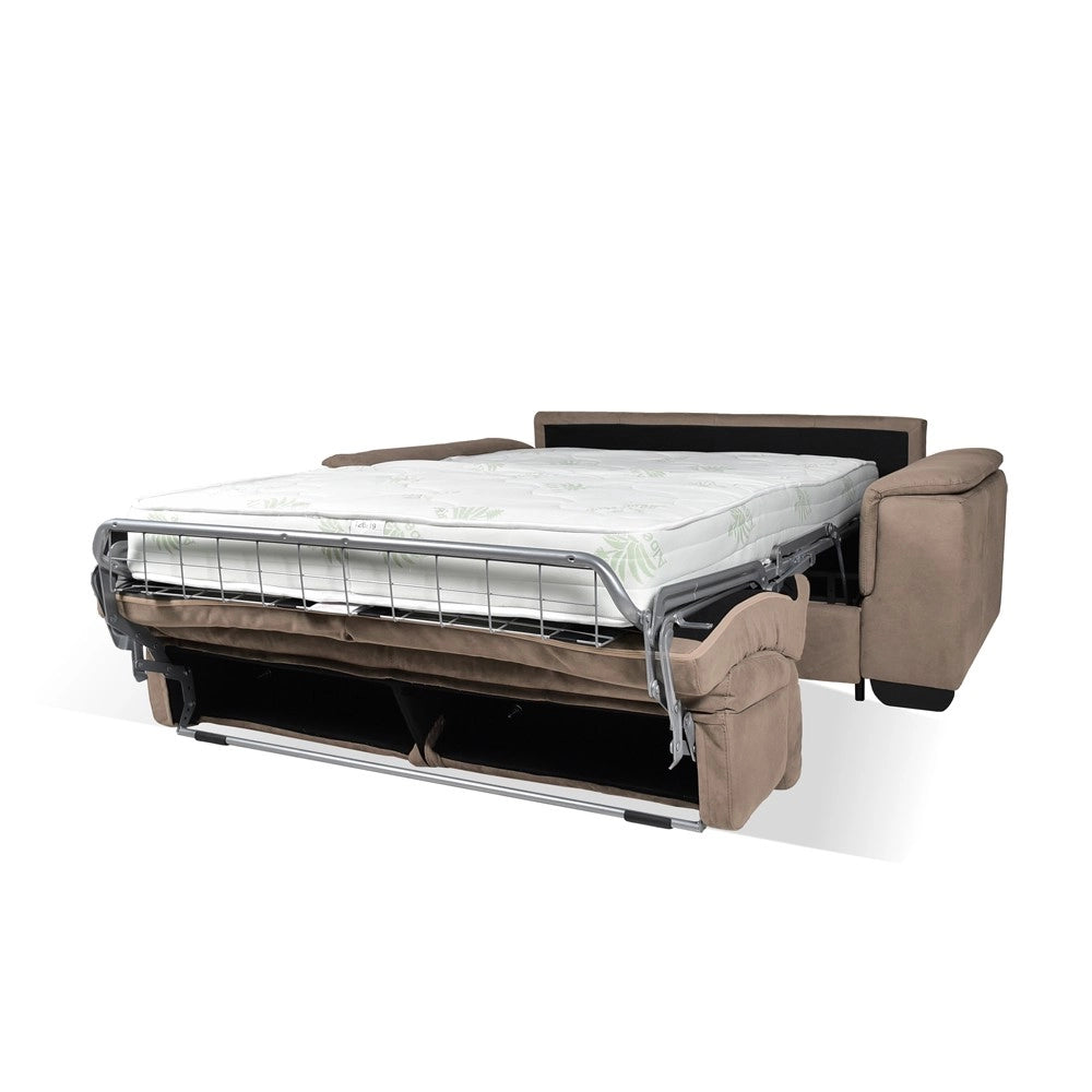 Divano Letto 2 posti in tessuto marrone caribou Mercurio 194x83x97H