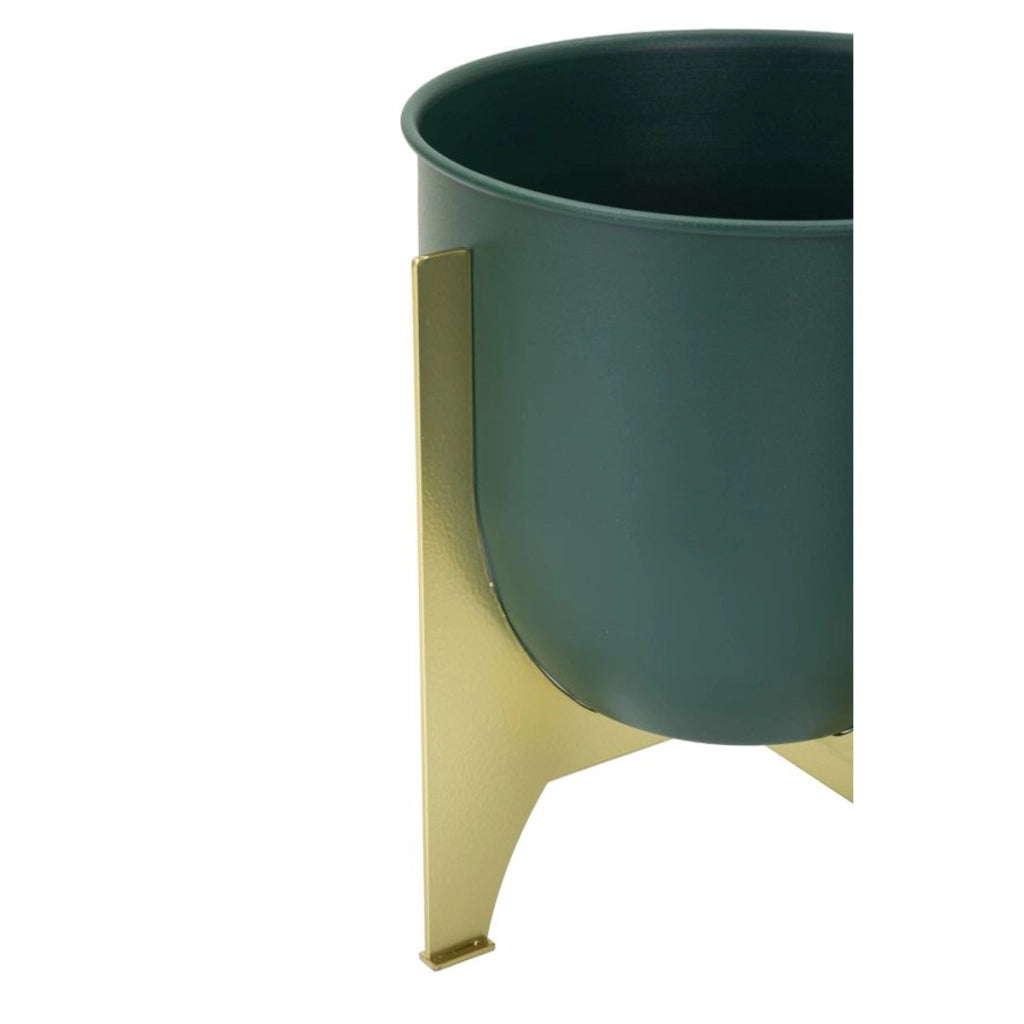 Set di 2 Vasi per Piante VKH396, Verde, Metallo, 24,5x24,5x2 cm