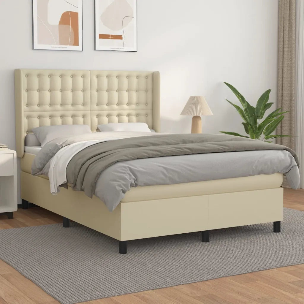 Giroletto a Molle con Materasso Crema 140x190 cm in Similpelle cod mxl 55145