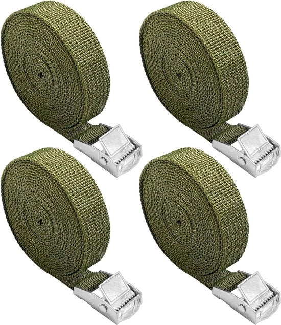 Set di Cinghie per Motocicli da 10m con 4 Cinghie con Chiave per Motociclisti Porta-Moto con Cinghie Estremamente Robuste in Acciaio con Standard DIN EN 12195-2 Cinghie con Rattoppi
