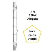 R7S LAMPADINA LINEARE ALOGENA 120W LUCE CALDA 2900K 2250 LUMEN 119 MM BOT
