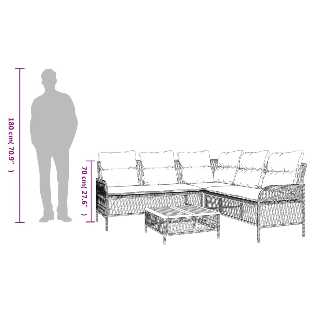 Set Divano da Giardino 2 pz | Set Salotto da Giardino con Cuscini Grigio in Polyrattan