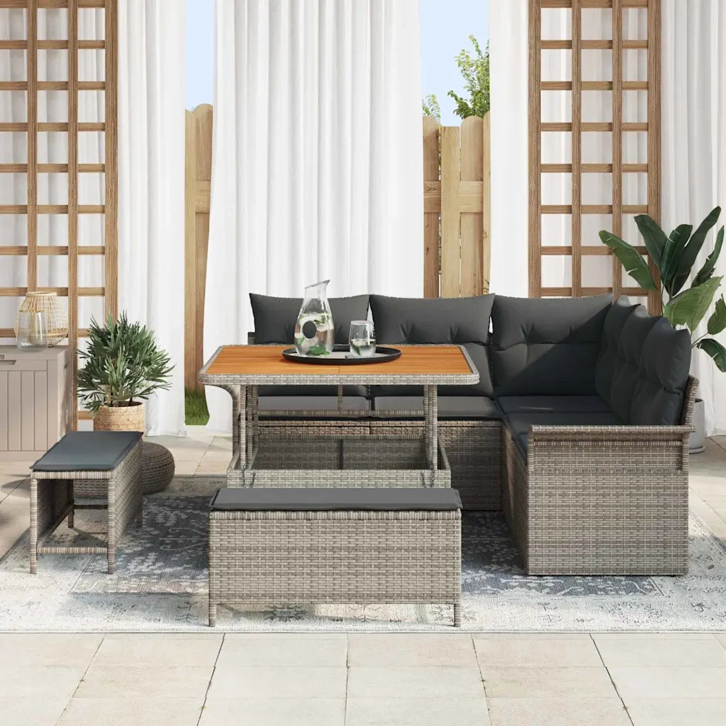 Set Divano da Giardino con cuscino con cuscino 8 pcs Grigio