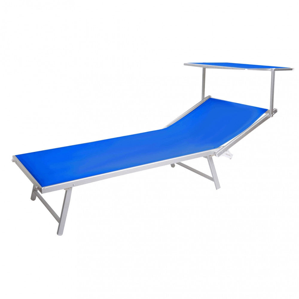 Lettino Prendisole da Giardino Cefalu XXL 213x85,5x40 cm in Alluminio Blu melange