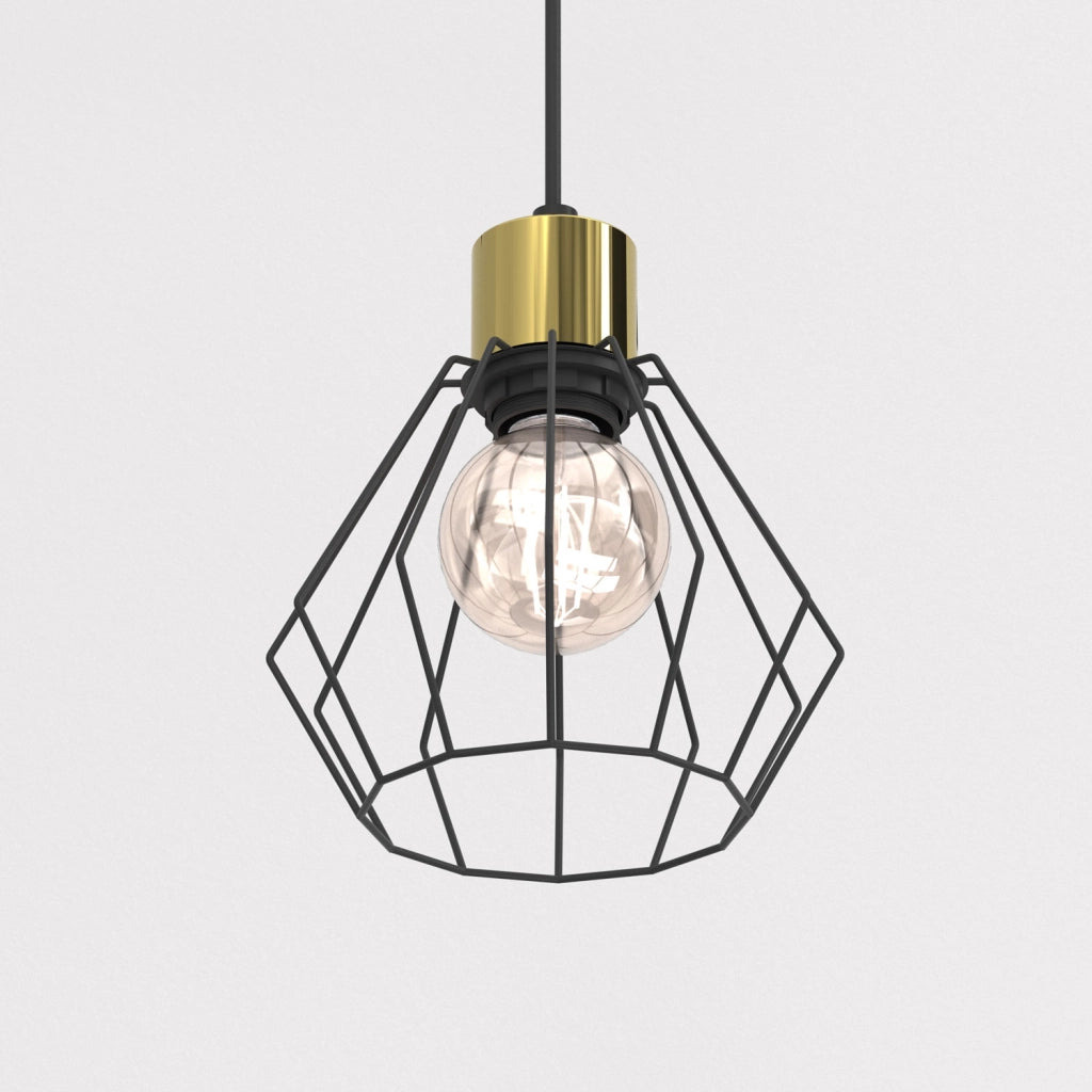 Lampada sospesa industriale Parkla 1xE27 nero oro Luminex