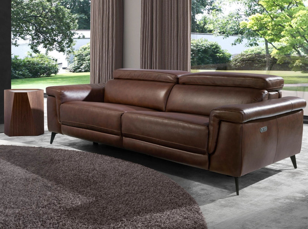 Divano relax a 3 posti in pelle marrone