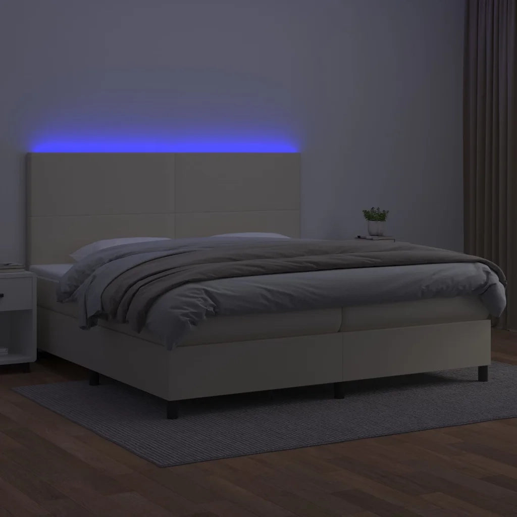 Giroletto a Molle con Materasso e LED Crema 200x200 cm cod mxl 62212