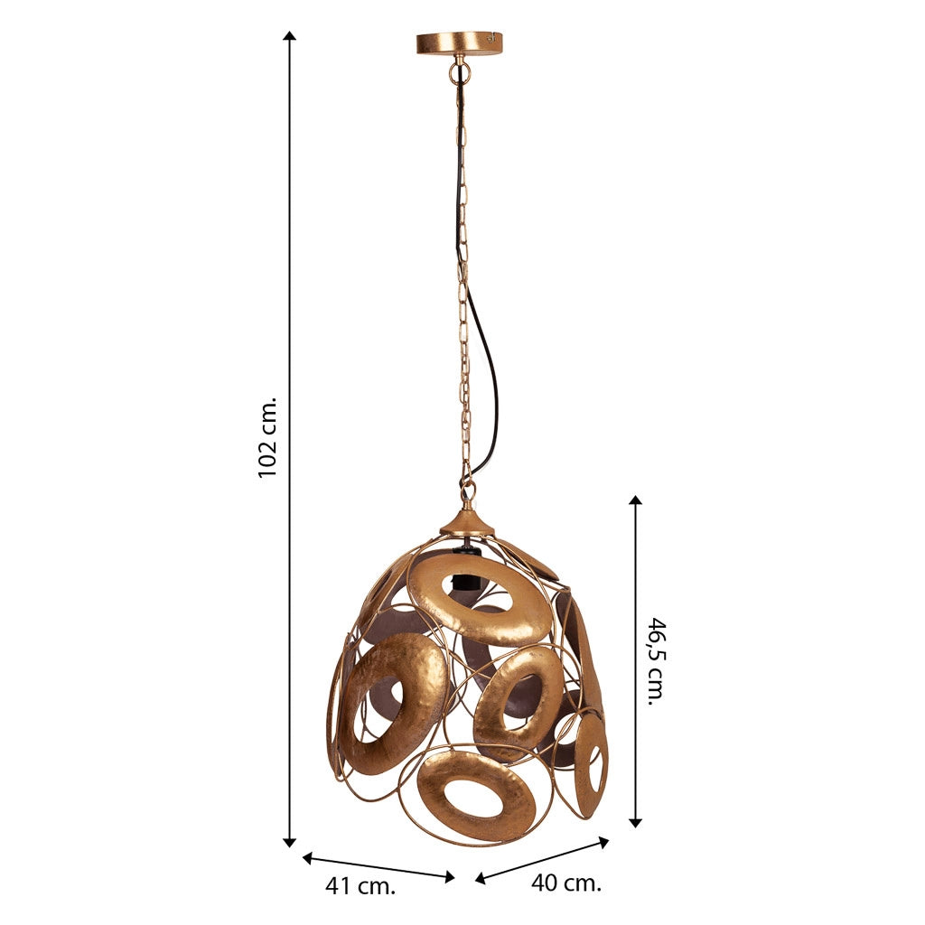Plafoniera in metallo dorato 41x40x46,5/102h