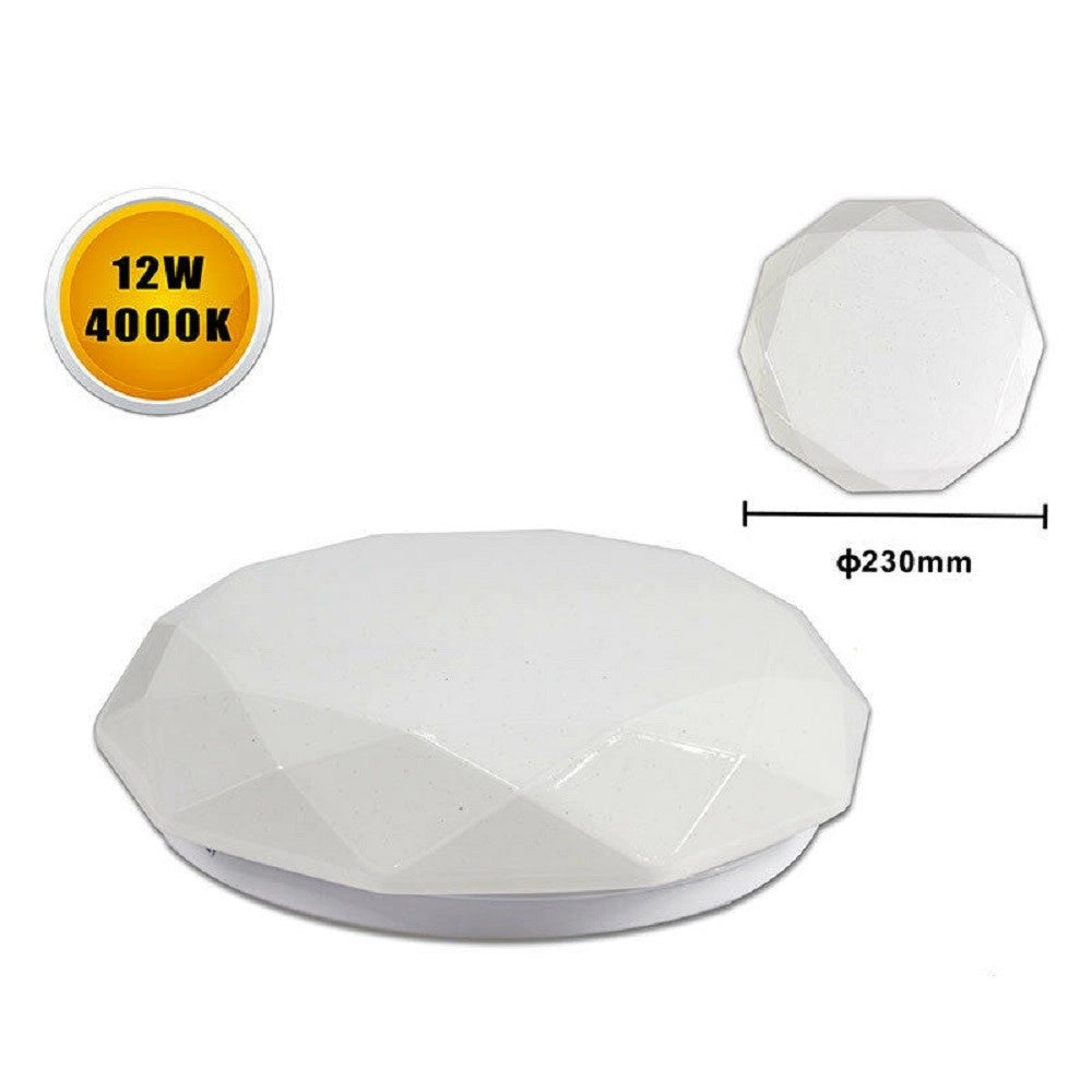 Trade Shop - Plafoniera Soffitto Lavorata 12 Watt 24 Led Smd 5730 Luce 3000k 4000k 6500k C-02 -