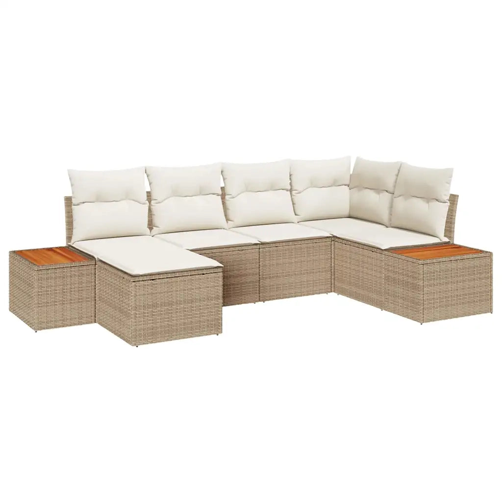 Set Divano da Giardino con cuscino 6 pcs Beige polyrattan