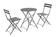Set 3 Pezzi Bistrot da Giardino con Tavolo e 2 Sedie in Acciaio Verniciato Austin Antracite