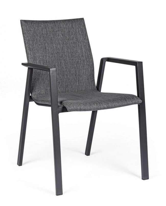 Set 4 Sedie da Giardino 55,5x60x83h cm con Braccioli Odeon Antracite Gr Scuro