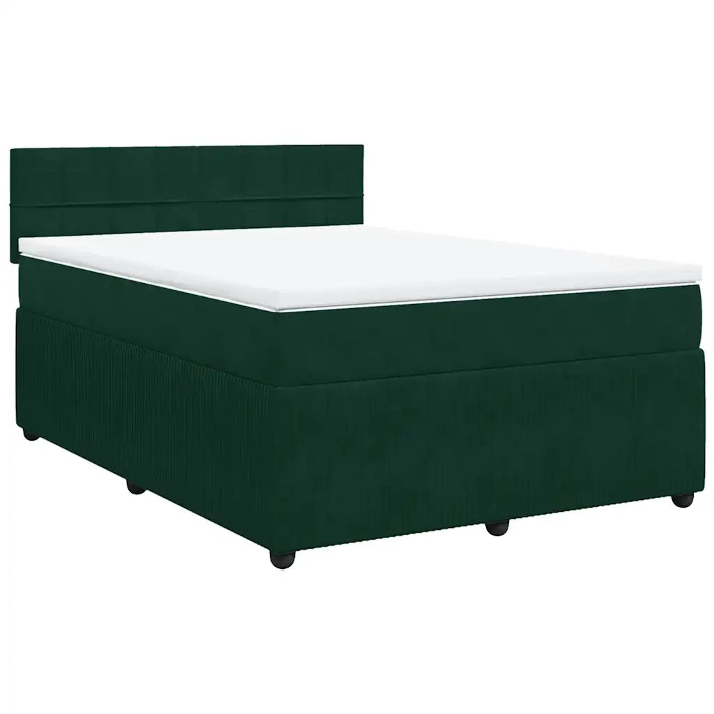 Giroletto a Molle con Materasso Verde Scuro 140x200 cm Velluto