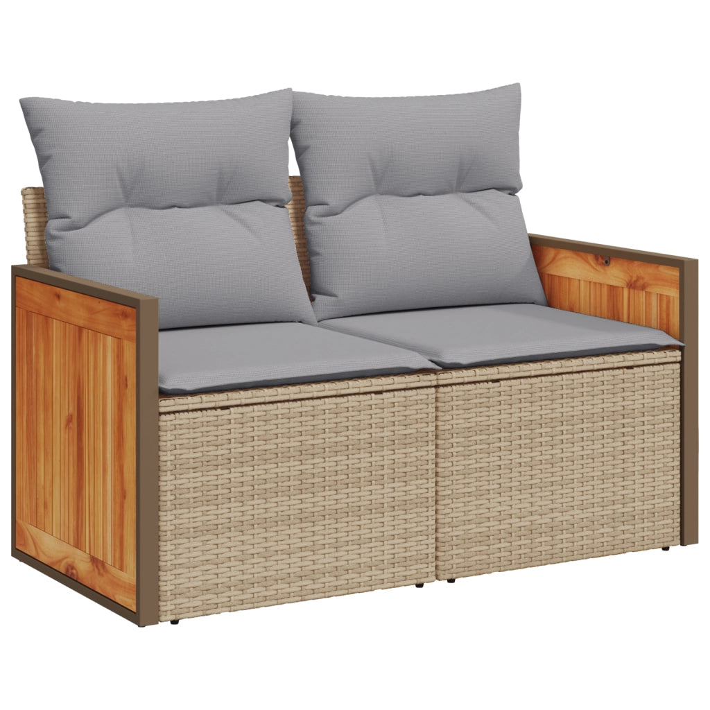 Set di SofÃ  da Giardino  8 Pezzi con Cuscini Beige Polyrattan Acacia