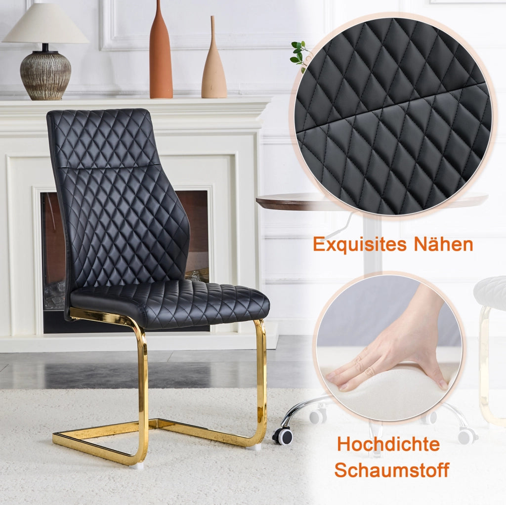 Set tavolo e 2 sedie, tavolo rotondo Ø60 cm, nero e oro