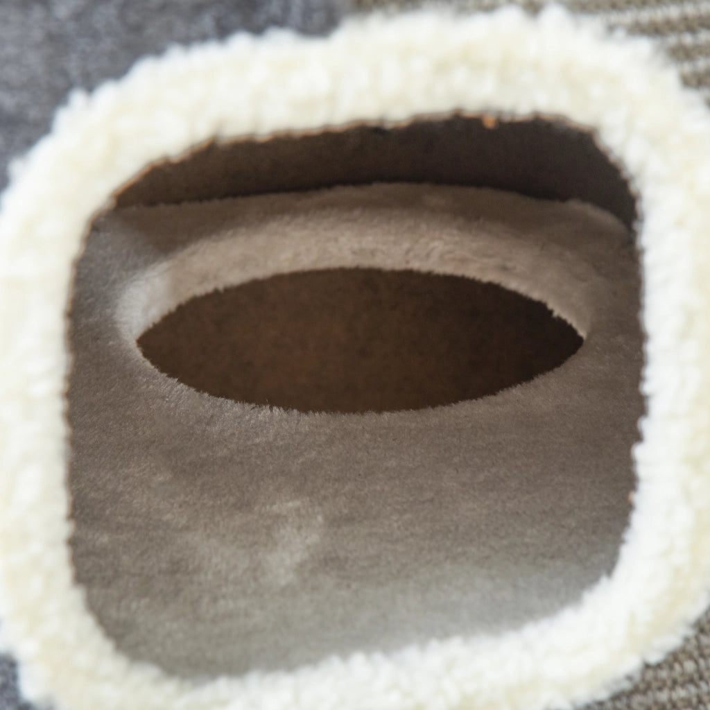 Casetta per Gatti a Soppalco con Cuscino ¨C Minimal ¨C Grigio+Bianco 74x74x74