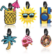 Etichette per bagagli 6 pezzi - Etichette per valigie colorate con nome/indirizzo - Materiale PVC duraturo - Accessori da viaggio - Riciclabili - 8 x 10 cm