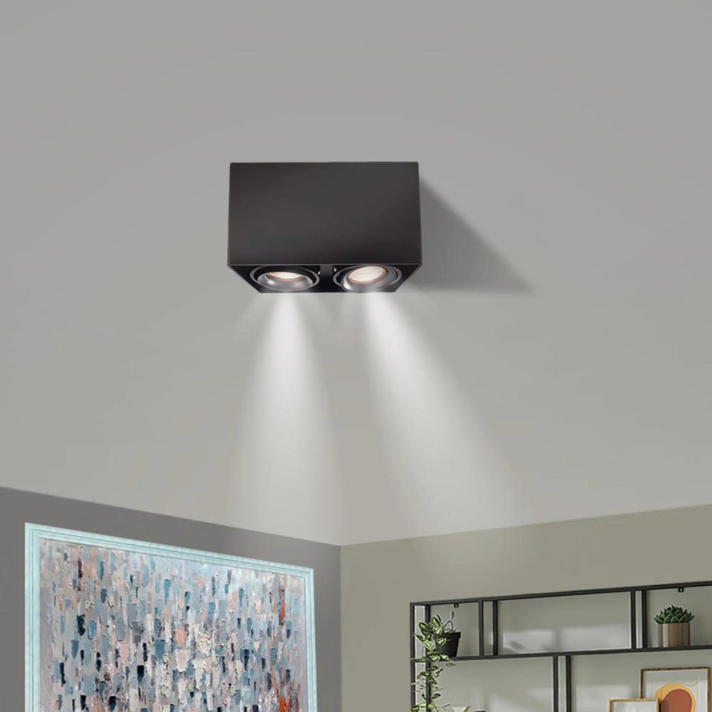 MONA II Faretto soffitto plafoniera rettangolare doppio GU10 LED luce orientabile bagno negozio vetrine ufficio NERO
