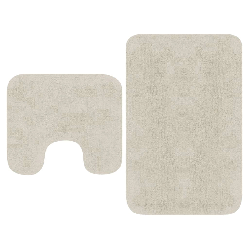 Set di 2 tappeti da bagno in tessuto bianco 02_0005671