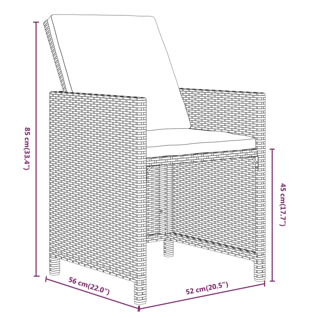 Set da pranzo da esterno da 21 pezzi con cuscini resina intrecciata grigia 02_0014433