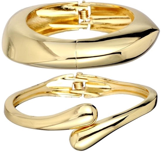 Bracciale a Bordo in Oro Giallo - 2 Pezzi - Bracciale da Polso - Moda Donna - Gioielli Stilizzati - Adatto per Donna/Amica