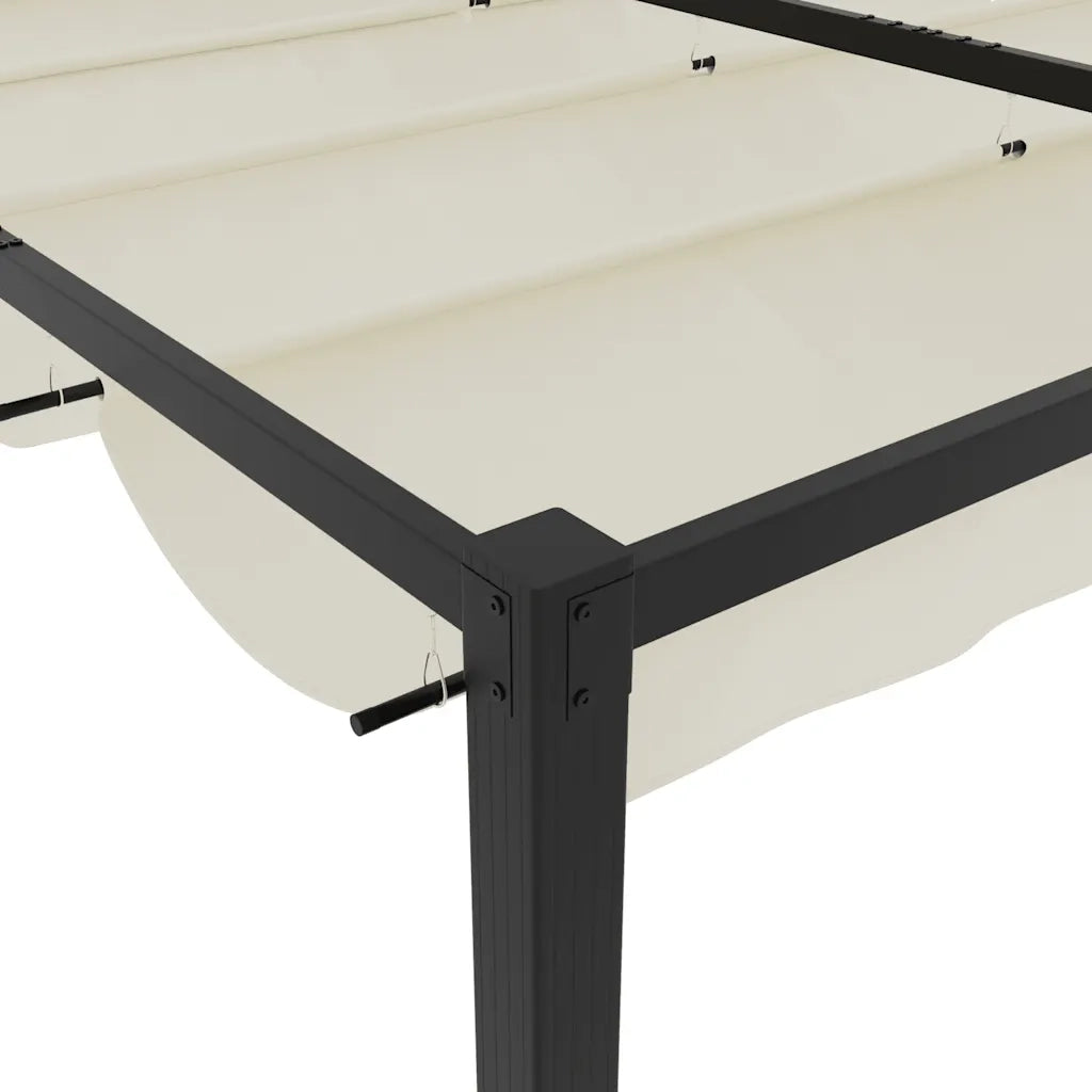 Gazebo da Giardino con Tetto Retrattile Crema 3x3m in Acciaio 4003960