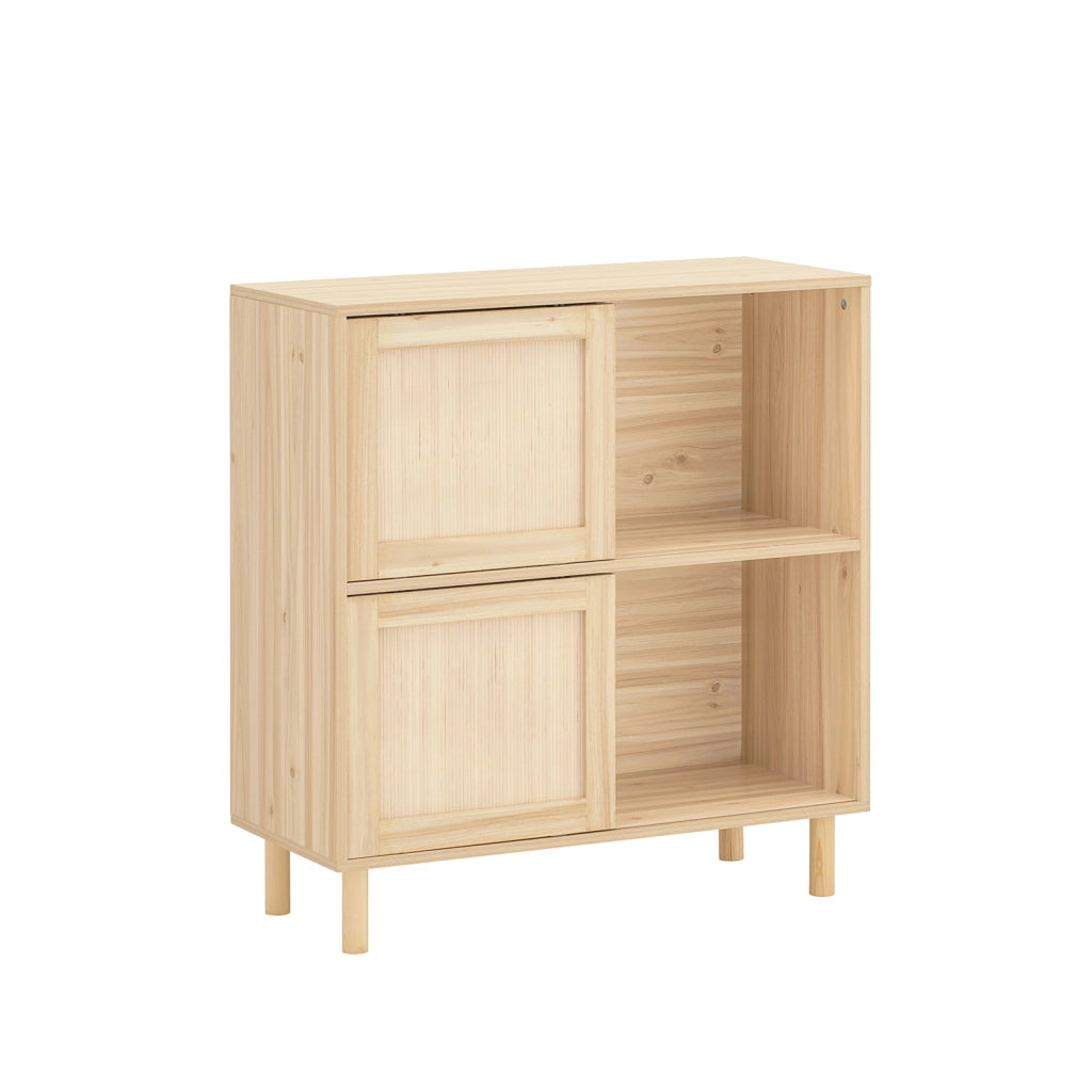 SoBuy Credenza con 2 ante scorrevoli Credenza decorativa Consolle laterale stretta Naturale 80x35x87cm FSB87-N