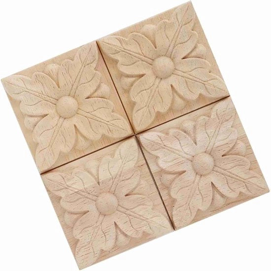Set di Appliqués in Legno per Decorazione Porta Armadio - 4 Pezzi