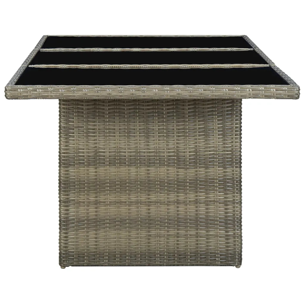 Tavolino da Giardino | Tavolino da esterno Marrone Polyrattan e Vetro Temperato