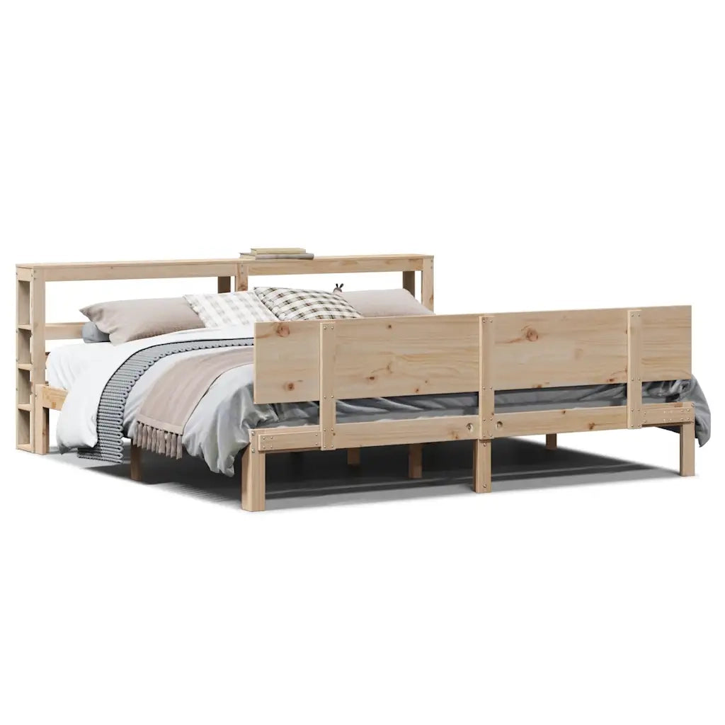 Giroletto con Testiera 200x200 cm in Legno Massello di Pino 3306094