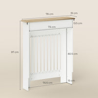 Copritermosifone a Doghe 78x19x97 cm Antiribaltamento con Cassetto in Legno Bianco