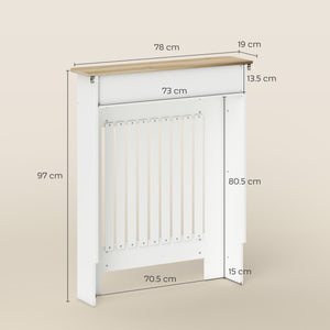 Copritermosifone a Doghe 78x19x97 cm Antiribaltamento con Cassetto in Legno Bianco
