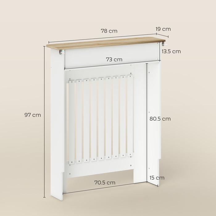 Copritermosifone a Doghe 78x19x97 cm Antiribaltamento con Cassetto in Legno Bianco