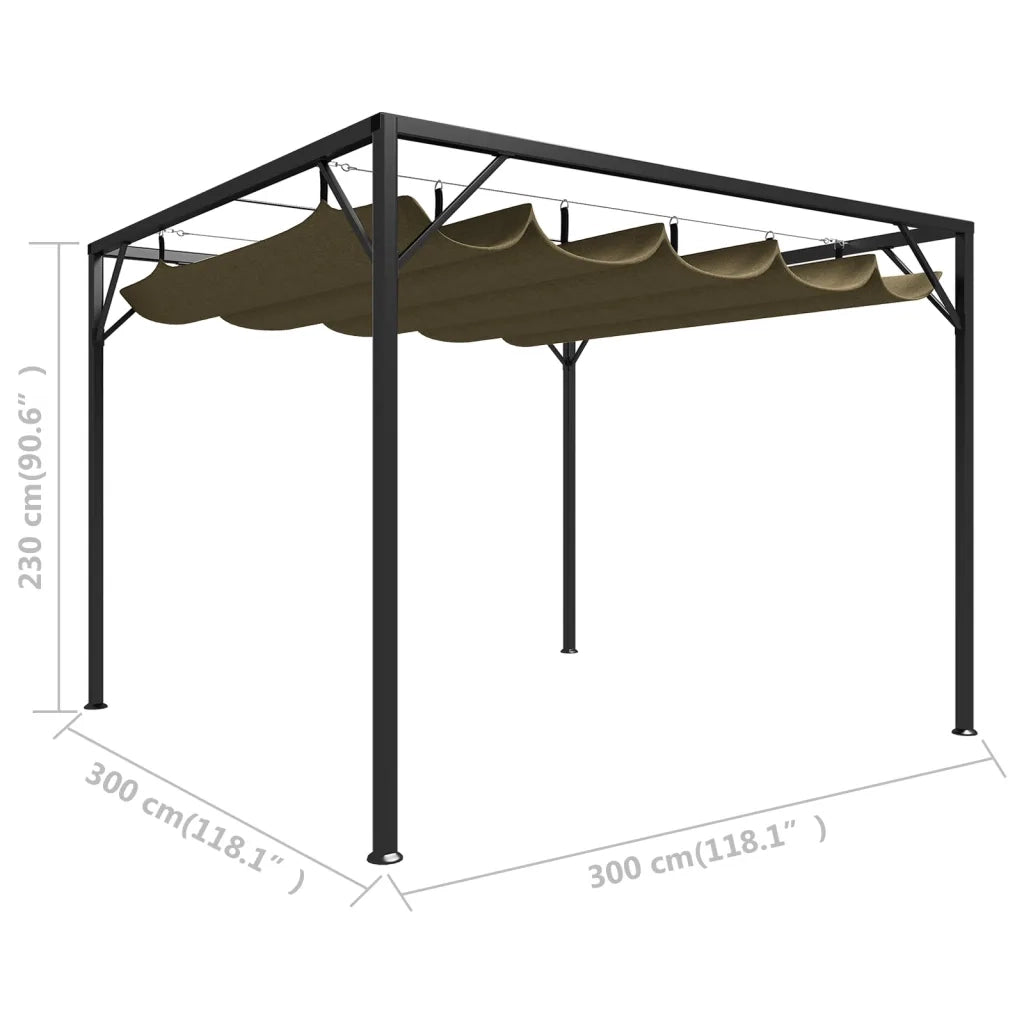 Gazebo | Pergolato da Giardino con Tetto Retrattile 3x3 m Talpa 180 g/m2