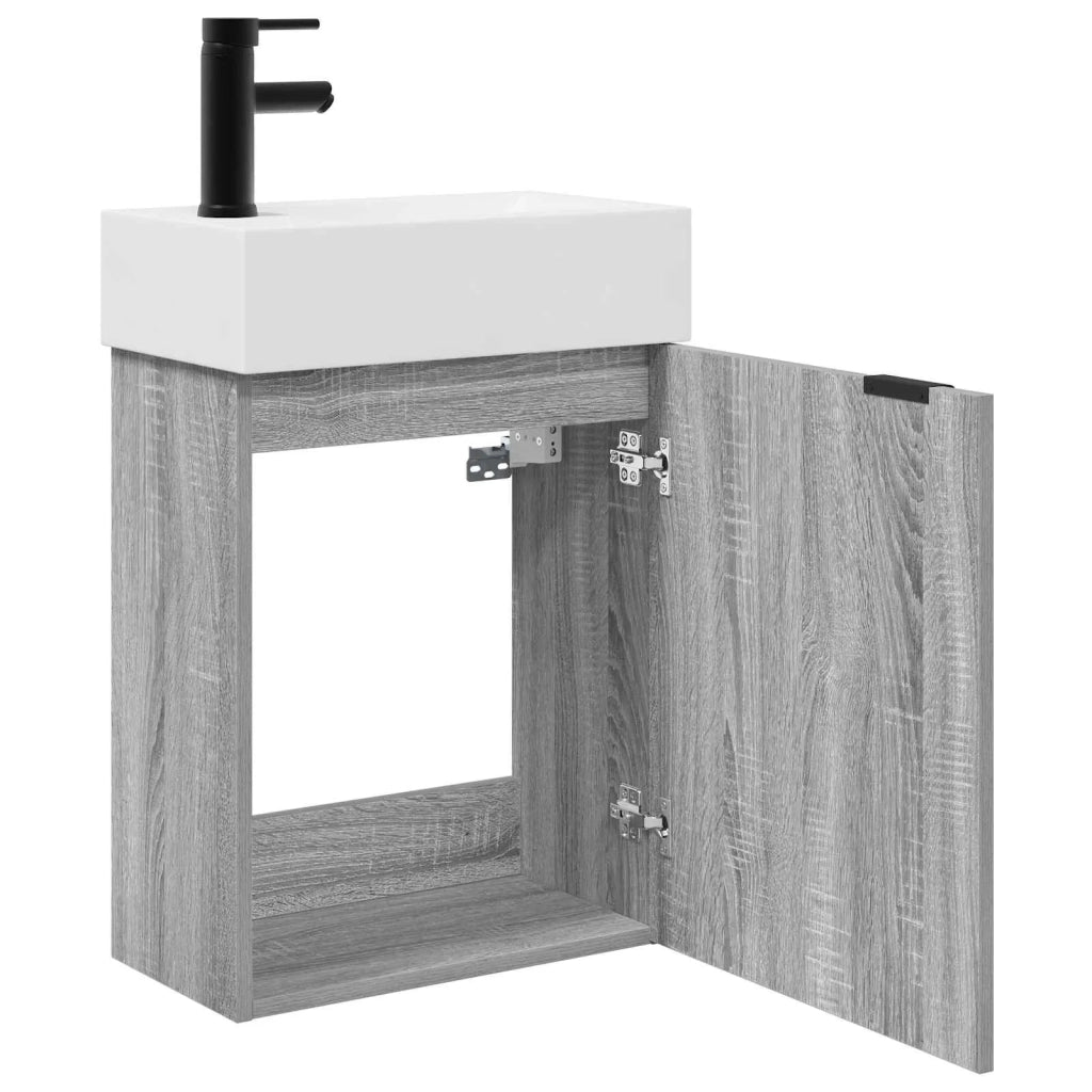Mobile bagno con rubinetto Sonoma grigio 45,5 x 22,5 x 84 cm