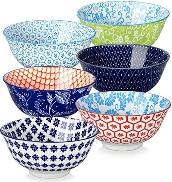 Set di 6 muesli in porcellana - stile giapponese - 750 ml